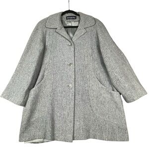 Herman Kay Gray Vintage Classic Chic Versatile Wool Blend Pea Coat - Size 18